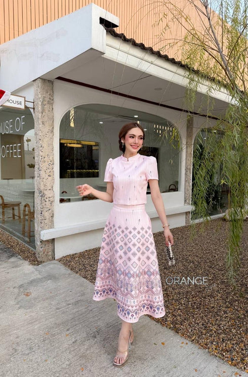 ORANGE JUICE Printed Tops With Long Skirts Sets